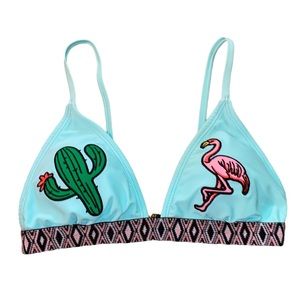 Arizona Jean Company Cactus & Flamingo Bikini Top Size S